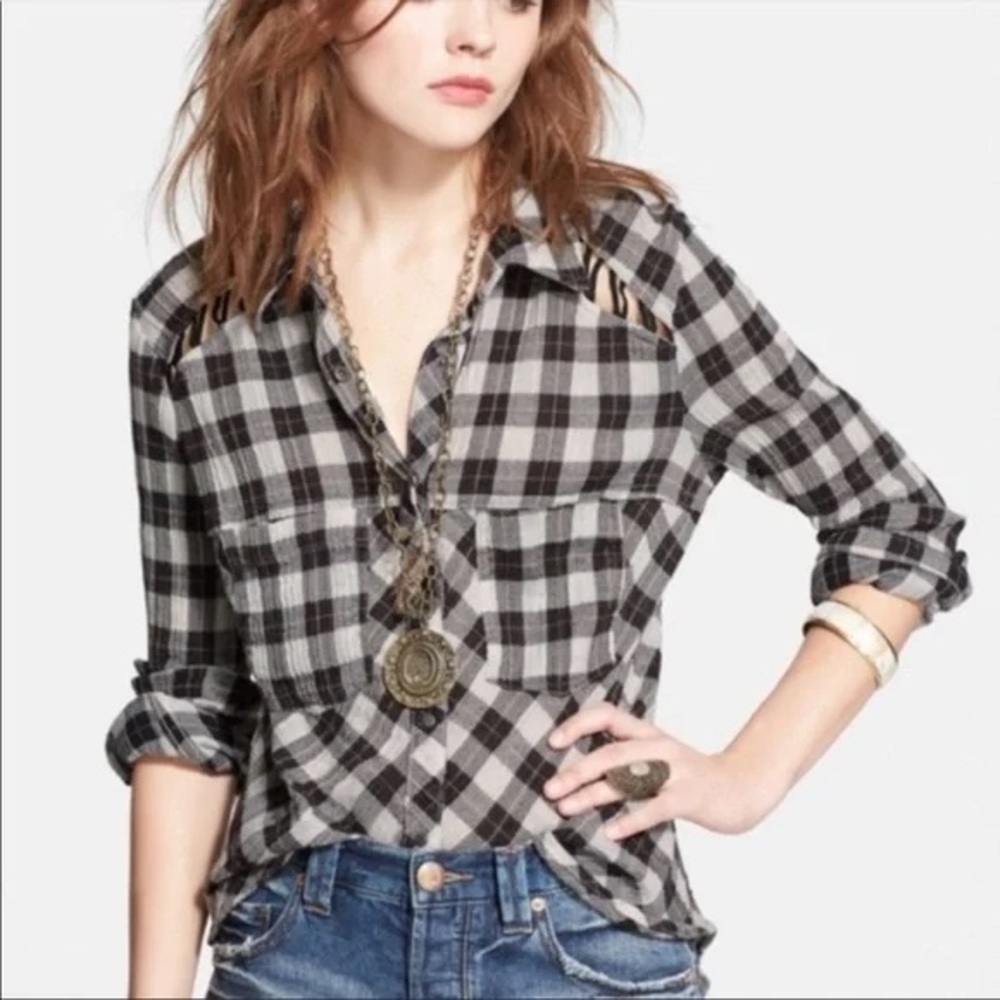 Free People Plaid Shirt Size Small